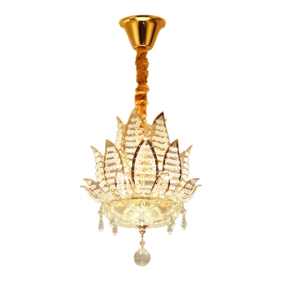 Gold Lotus Ceiling Light Fixture Modern Metal Crystal Ceiling Lights for Corridor and Living Room