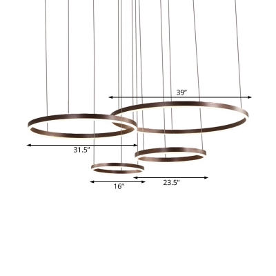 Integrated Led Loop Chandelier Lamp Minimalism Metal Ceiling Pendant with Adjustable Cord