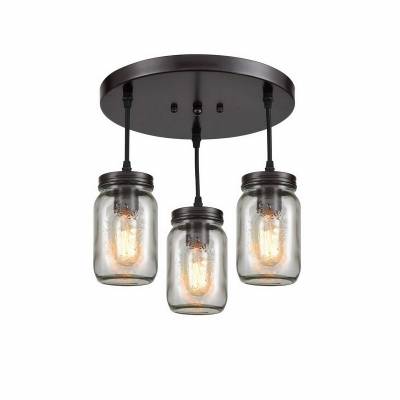 Mason Jar Ceiling Light Fixtures Contemporary Glass 3 Lights Semi Flush Light for Dining Room