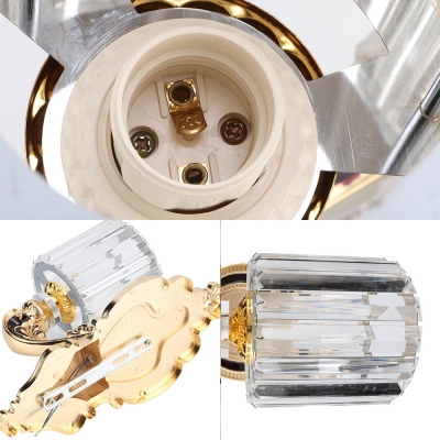 Mid Century Cylinder Wall Lighting Metal and Crystal Sconce Lighting Fixtures for Living Room and Bedroom