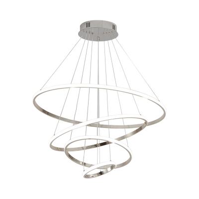 Modernism Circle Chandelier Lamp Contemporary Integrated Led Ceiling Pendant in Chrome/Gold