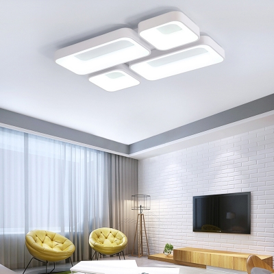 Nordic Rectangular Ceiling Mount Light Fixture Acrylic Flush Mount Lighting in Gray/White