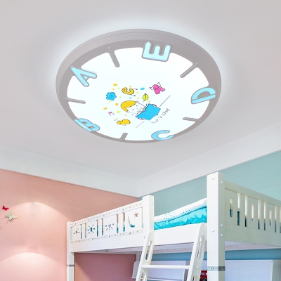 Round 1 Light Flush Light Kids Room Iron and Acrylic Flush Mount Light Fixtures with Letters