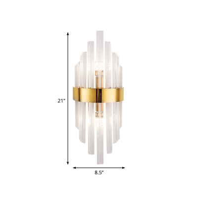 Titanium Gold Wall Mounted Lights Contemporary Stainless Steel and Crystal 1 Head Sconce Light Fixture for Indoor