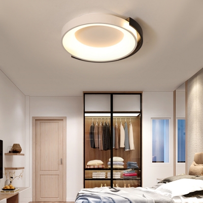 White Halo Flush Mount Light Nordic Simple LED Metal Ceiling Light Fixture for Bedroom