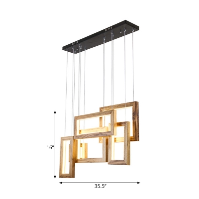 Wooden Frame Ceiling Pendant Lighting Nordic 6 Lights Hanging Light with 39