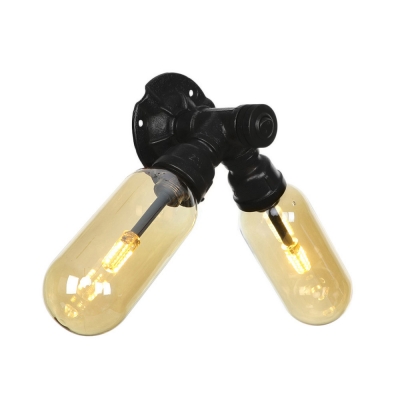 Amber Sconce Wall Lights Antique Metal and Glass 2 Bulbs Sconce Lights with Switch for Foyer