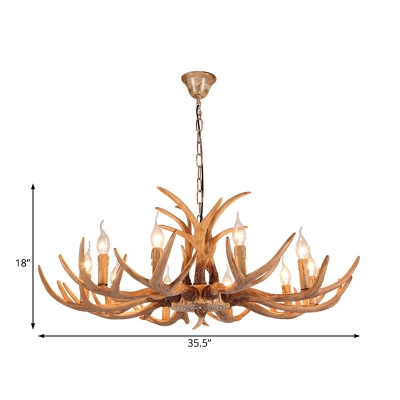 American Country Antlers Chandelier Resin Hanging Light in Gold for Coffee Shop Restaurant