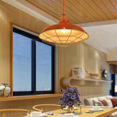 Barn Pendant Ceiling Lights Retro Style Metal 1 Light Caged Hanging Lights for Kitchen Dining