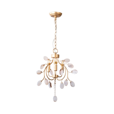 Branch Hanging Light 1 Lights Modern Pendant Lighting with Agate Accents in Satin Brass