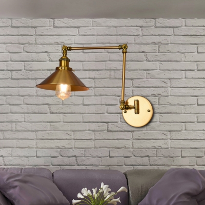 Brass Sconce Light Fixture Loft Industrial Metal 1 Bulb Swing Arm Sconce Lights for Hall