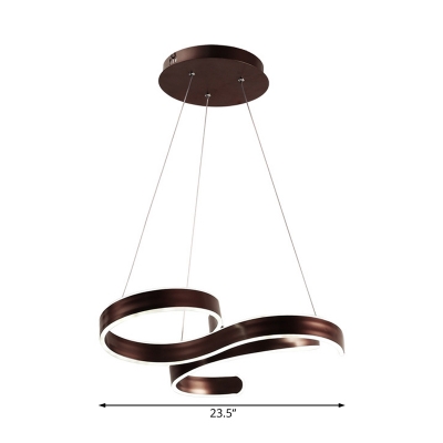 Brown Twist Suspension Light Contemporary Simple Metal Integrated Led Pendant Light