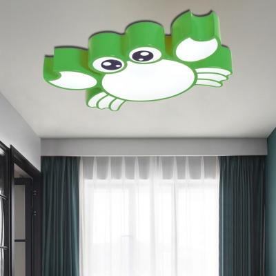 Cartoon Crab Flush Lighting Kindergarten Led Ceiling Light with Metal Shade and Frosted Diffuser
