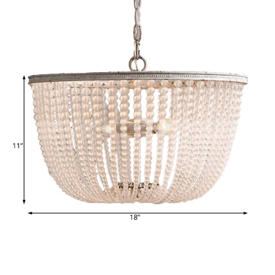 Crystal Beaded Pendant Lamp French Style 3 Lights Chandelier with Metal Chain