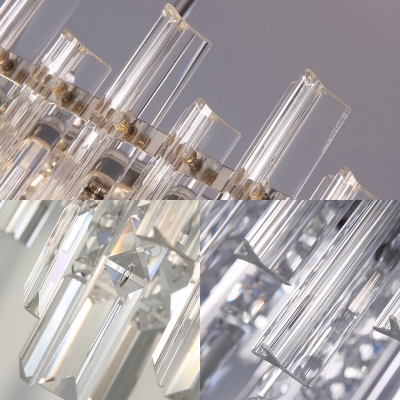 Crystal Fringe Hanging Lights Contemporary 5 Light Linear Pendant with Adjustable Stem for Island