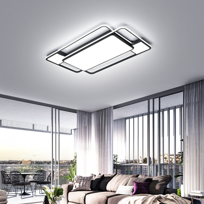 Modern Simple Geometry Ceiling Mounted Lights Metallic Black and White Ceiling Lamp