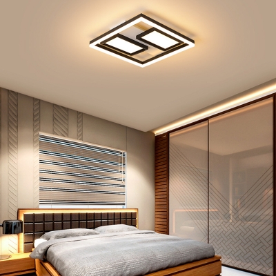 Modern Simple Rectangle Flush Lighting Acrylic Integrated Led Black Ceiling Mounted Light