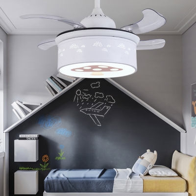 Mushroom Ceiling Fixture Modern Acrylic Metal 1-Light Round Fan Light for Living Room Bedroom Kids Room