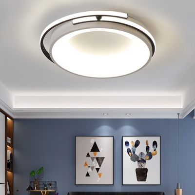 Nordic Drum Flush Lighting with Frosted Diffuser Metal Led Ceiling Flush Light for Bedroom
