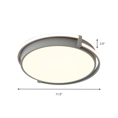 Nordic Drum Flush Mount Ceiling Light Acrylic Shade Led Flush Light in Gray/White