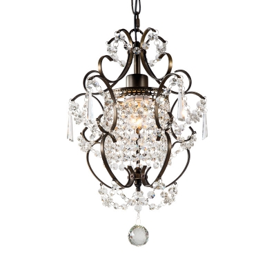Rustic Geometric Hanging Light 1 Light Clear Crystal Chandelier Lighting for Dining Room