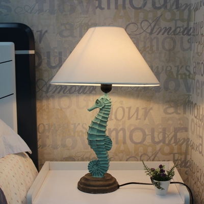Sea Horse Accent Lamp Modern Resin and Metal 1 Light Desk & Table Lamps with Cone Shade for Bedside