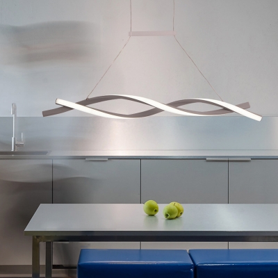 2 Lights Twisted Chandelier Light Minimalism Acrylic Led Indoor Pendant Light for Kitchen