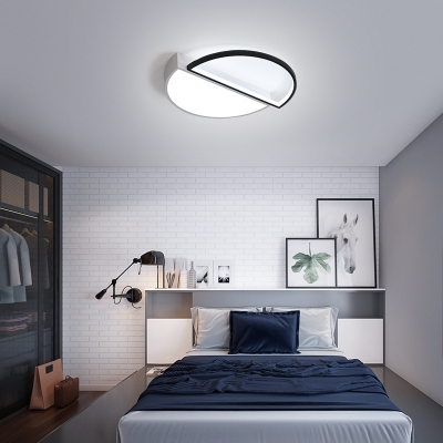 Acrylic Semicircle Flush Mount Light Fixture Bedroom Office LED Modern Ceiling Lamp in Black/White