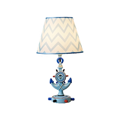 Anchor Table Lamps Coastal Fabric and Iron 1 Light Accent Table Lamp for Kids Room Decor