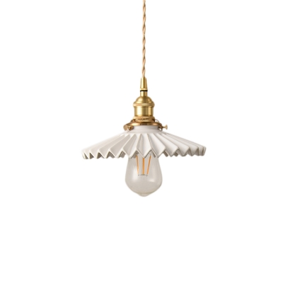 Brass Finish Pendant Lamps Loft Single Blub Light Fixtures with Cone-Shaped Metal Shade for Dining Table