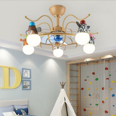 Cartoon Little Animals Ceiling Chandelier Iron And Acrylic 5 Light Fan For Baby Kids Bedroom Beautifulhalo Com - Baby Boy Bedroom Ceiling Light