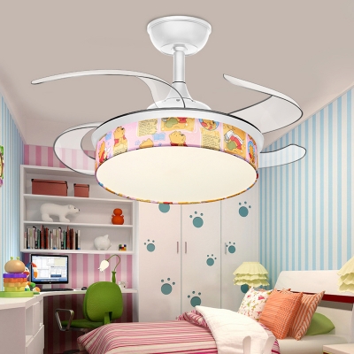 Cartoon Little Animals Ceiling Light Fixtures Metal and Acrylic 1 Light Ceiling Fan with Remote Control