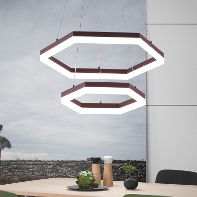 Hexagon LED Ceiling Pendant Light with Diffuser Modern Hanging Ceiling Light for Living Room