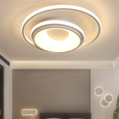 LED Double Ring Flushmount Light Minimalist Metal Black and White Ceiling Flush Light