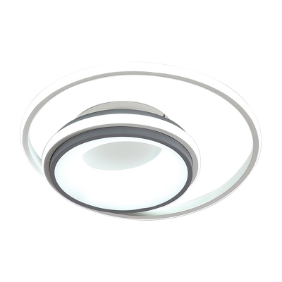 LED Double Ring Flushmount Light Minimalist Metal Black and White Ceiling Flush Light