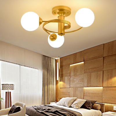 Modern Global Shade Semi Flush Ceiling Light 3 5 Light Metal Flush