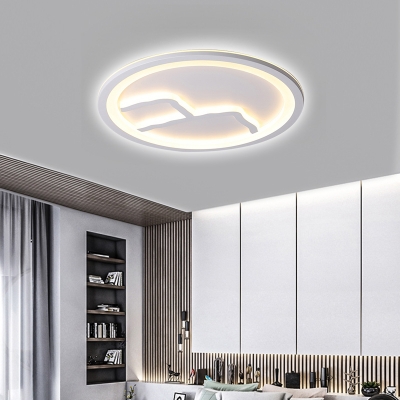 Modern Mountain and Water Ceiling Light Acrylic LED White/Gray Flush Mount for Living Room