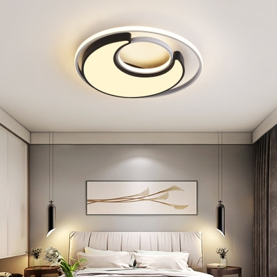 Moon Indoor Flush Mount Fixture Acrylic LED Contemporary Ceiling light in Black and White