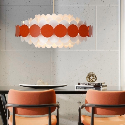 Nordic Drum Pendant Lighting Height Adjustable Metal Art Deco Chandelier Lamp