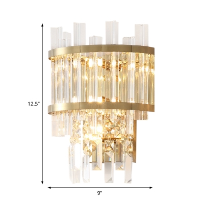 Novelty Crystal Wall Sconce Lighting Metal 1 Light Wall Light Fixture for Bedroom and Living Room
