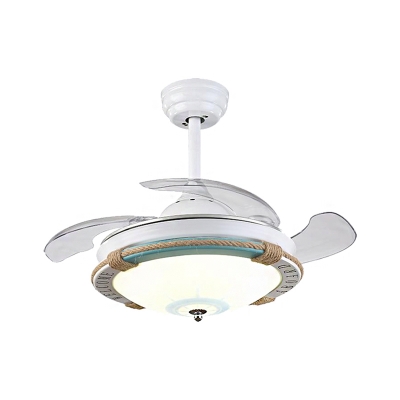 Round Ceiling Lamp Acrylic 1 Light Rope Ceiling Light Fixtures with Fans for Bedroom and Dining Room