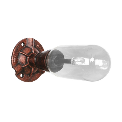 Rust Sconce Lighting Fixtures Antique Steel and Glass 1 Bulb Sconce Wall Lights for Foyer