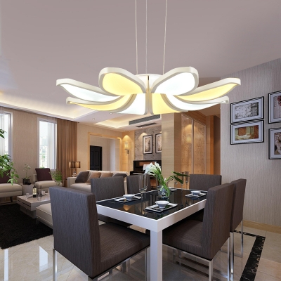 Acrylic Flower Chandelier Light Modern Integrated Led White Hanging Ceiling Light