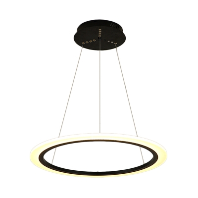 Acrylic Ring Hanging Pendant Light Contemporary Integrated Led Black Chandelier Light