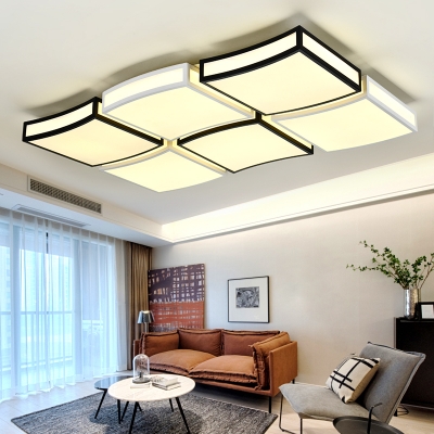 Black and White Wavy Flush Mount Lighting LED Modern Acrylic Ceiling Lamp for Living Room