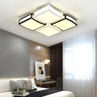 Black and White Wavy Flush Mount Lighting LED Modern Acrylic Ceiling Lamp for Living Room