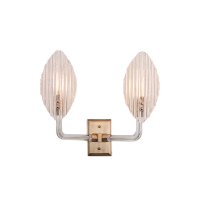 Brass Finish Sconce Light Modern Glass and Crystal Wall Sconce Light Fixture for Bedroom