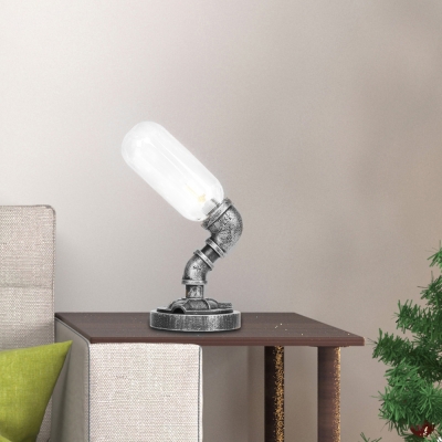 Farmhouse Style 1-Light Desk Lamp Iron and Glass Plug in Table Lamp for Dorm and Bedroom