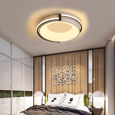 Integrated Led Drum Flushmount Light Nordic Metal Bedroom Ceiling Lamp with Diffuser