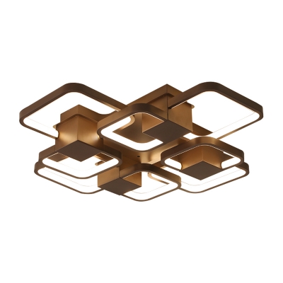 Led Geometric Flush Mount Ceiling Light Metal Modern Decorative Flush Lighting in Brown